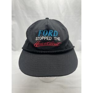 Vtg Ford Stopped The Heartbeat Chevrolet Hat Logo Rope Mesh Adjustable